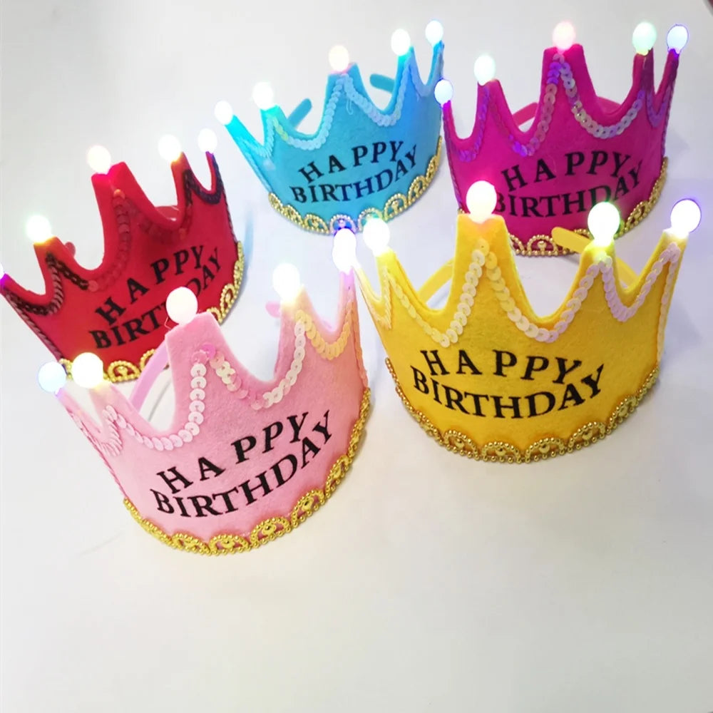 Birthday Party 2 Nonwoven Headband LED Flashing Light Crown Headband Children's Birthday Party Supplies