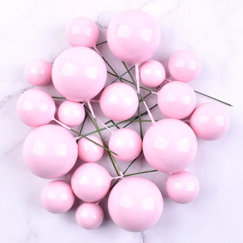 Birthday Party 20pcs/bag 2cm 2.5cm 3cm 4cm Mixed Gold and Silver Foam Ball Cake Top Hat Decoration Shiny Faux Ball