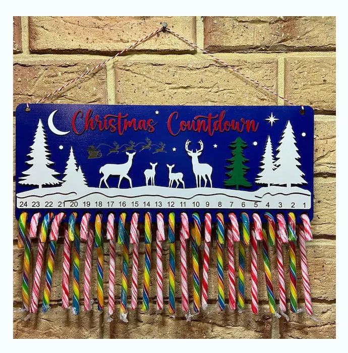 Wooden Crafts, Christmas Ornaments Exquisite Hanging Door Pendant Reindeer Theme Wooden Christmas Countdown