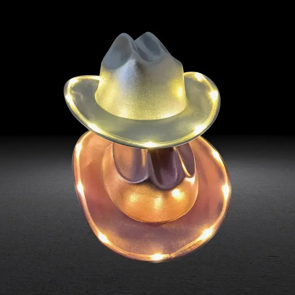 Halloween & Death Day Custom Flash Neon Light Emitting Diode Cowboy Hat Adult Cowboy Hat Halloween Christmas Sequins EDC Cosplay Costume Hat