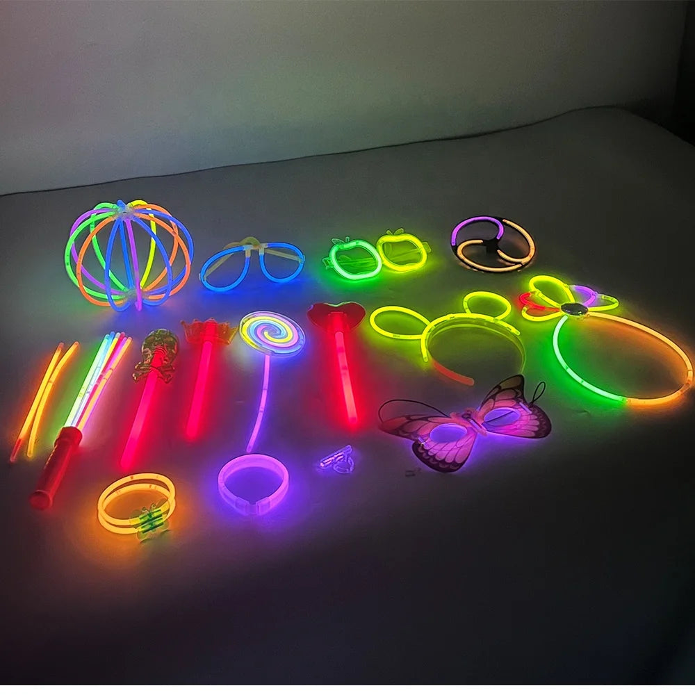 Birthday Party 2 Wedding Christmas New Year's Eve Party Neon Glow Stick Chain and Glow Glasses 100 Pieces Neon Glow Stick