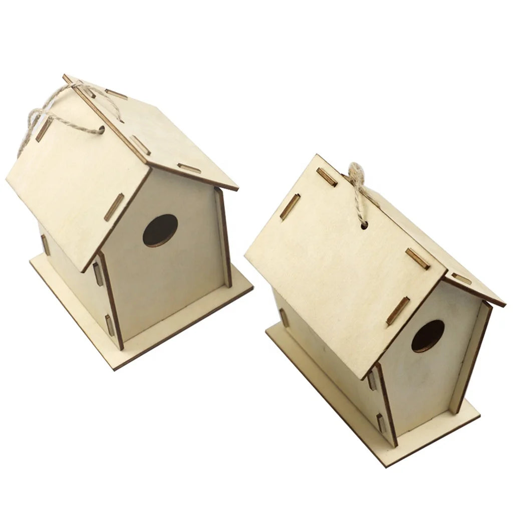 Wooden Crafts DIY Wooden Crafts Garden Decoration Painted Bird House Kit