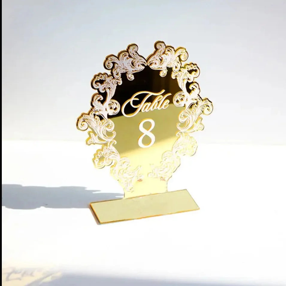 1 Wedding party, modern wedding table number, acrylic gold plaque 3D digital card with stand, for reception decoration wedding decorations