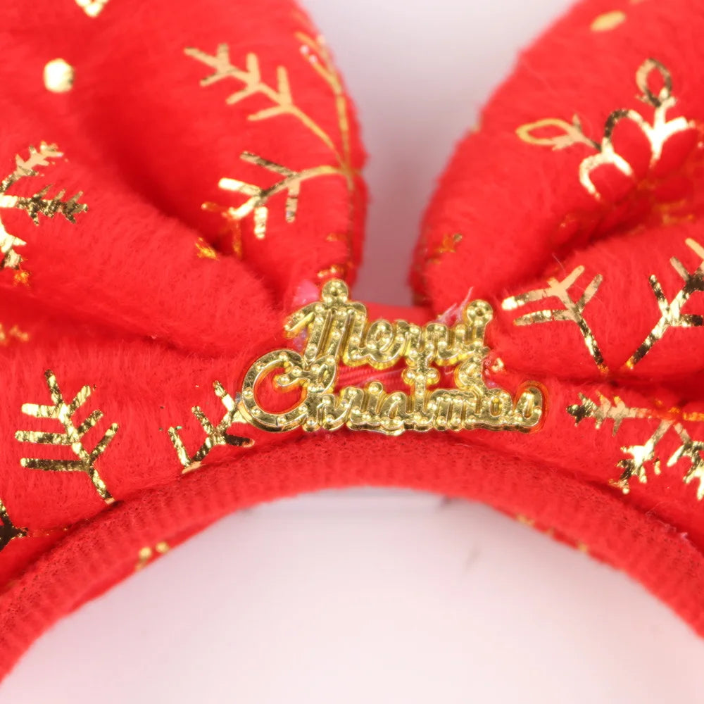 BSCI Cute Red Glitter Fabric Plush Hair Band Hair Accessories Holiday Christmas Party Supplies Decoration Christmas Bow Hairpin