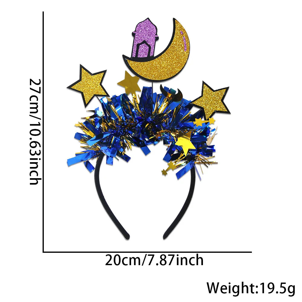 Easter and Thanksgiving 3 Muslim Color Bar Moon and Stars Headband Gifts Ramadan Photo Props Party Decoration Sulibi Flash Ramadan Castle Headband