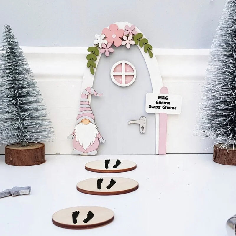 Custom Design Farmhouse Decoration DIY Christmas Elf Door Set Children's Gifts Wooden Christmas Fairy Door