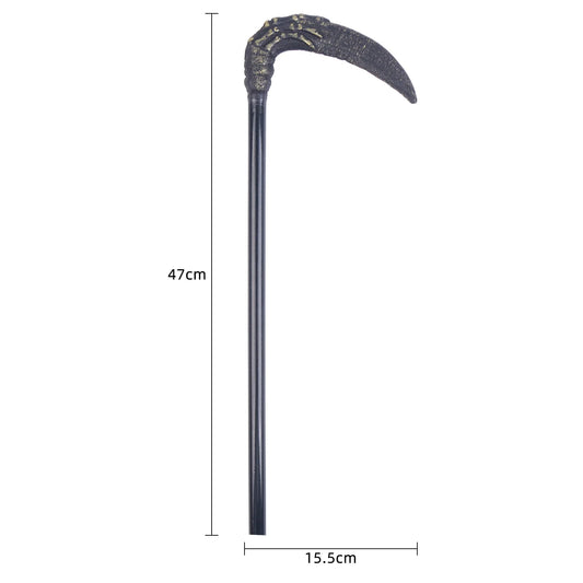 Halloween & Death Day 47 * 15.5cm Simulated Skeleton Hand Sickle Halloween Haunted House Party Supplies Sceptre Prop Halloween Medieval Grim Reaper Scythe