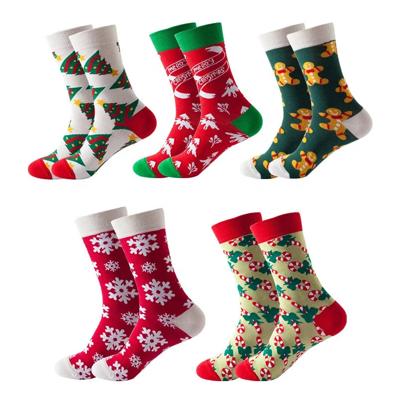 5 Pairs of Ladies Christmas Stockings Christmas Holidays Happy New Year Gifts
