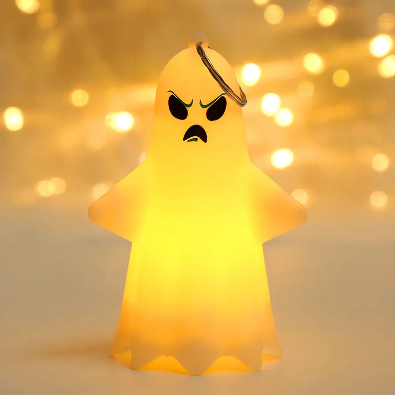 Decorações de Halloween e Dia dos Mortos 5 peças Pequena Expressão Abóbora Fantasma Festa Portátil Pendurado Fivela Bateria Luz Diodo Emissor de Luz 