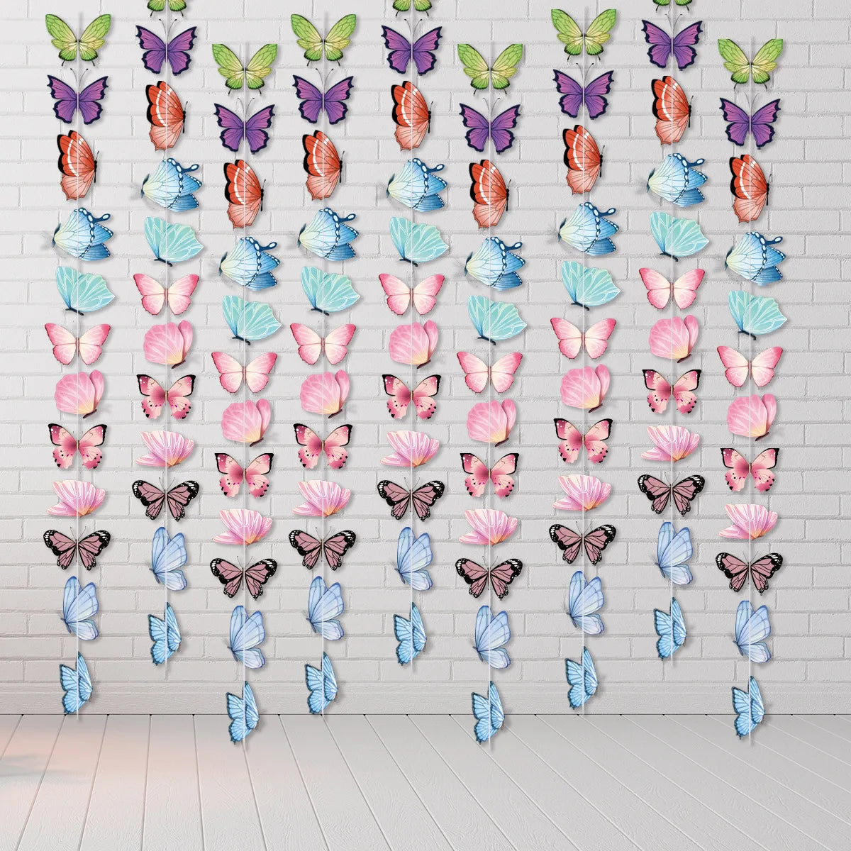 Wholesale Butterfly Theme Party Supplies Children's Birthday Party Decorations Wall Decorations Vivid Butterfly Paper Hanging Garlands
