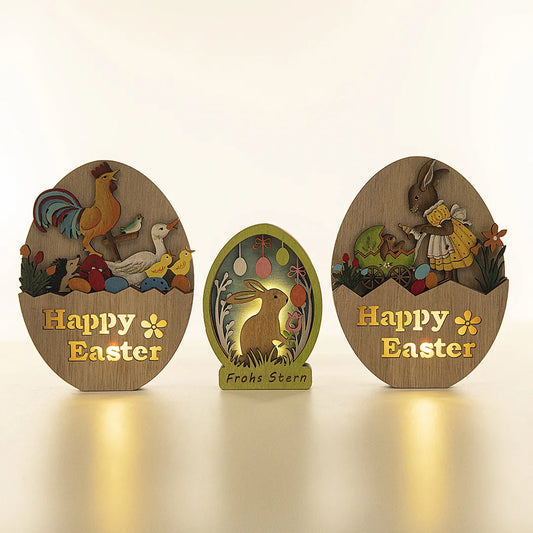 Easter and Thanksgiving 3 Ornaments New Release Ornaments Table Ornaments Easter Party Lights Wooden Easter Egg Bunny