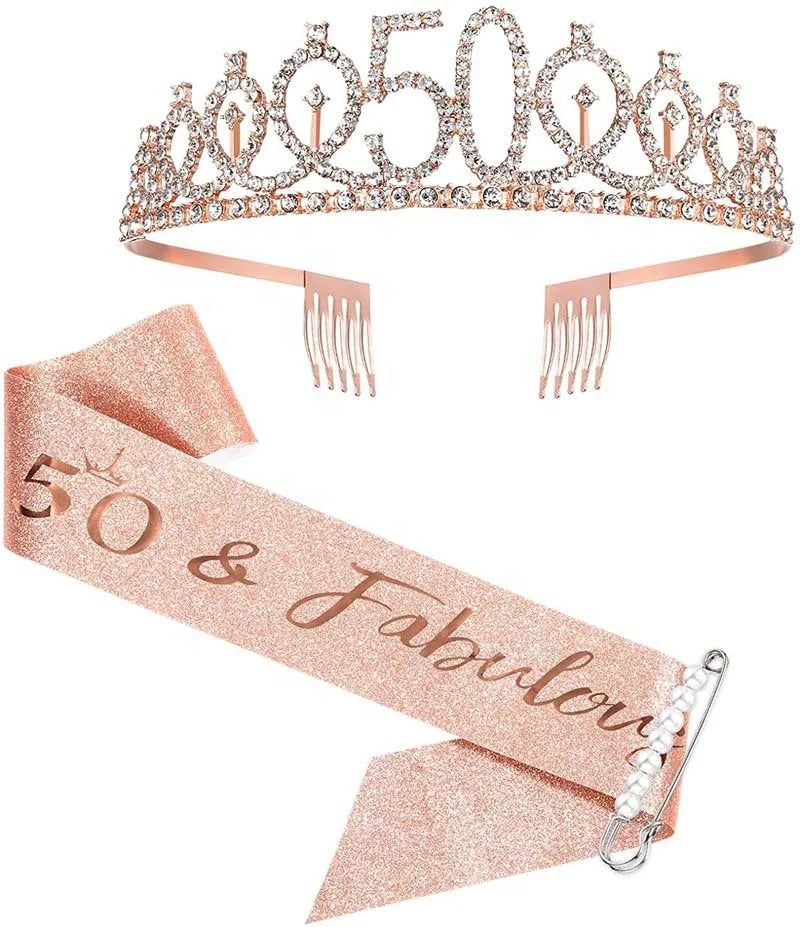 Birthday Party 2 Personalized Rose Gold Birthday Gift Glitter Belt Birthday Party Preference Birthday Girl Belt & Rhinestone Headgear Set