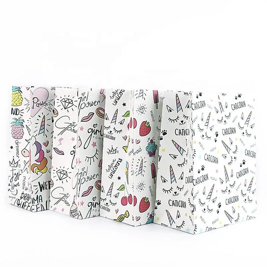 12Pcs Birthday Party Goody Bag Magic Unicorn Series Paper Bag Baby Shower Birthday Gift Bag