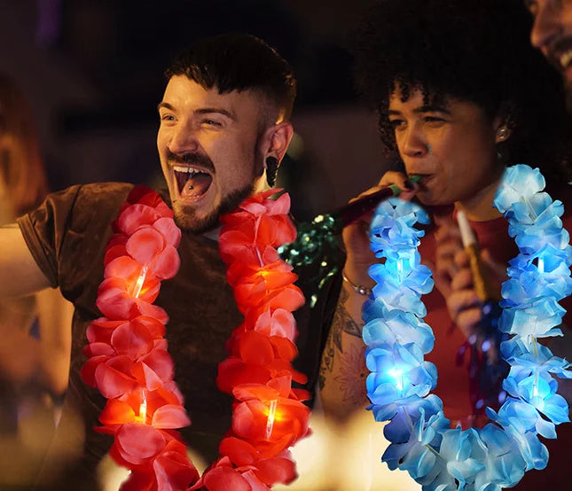 Light Necklace Hawaiian Christmas Light Emitting Diode Light Necklace Hawaiian Flower Thunder Hula Graduation Necklace Flower Les Wreaths