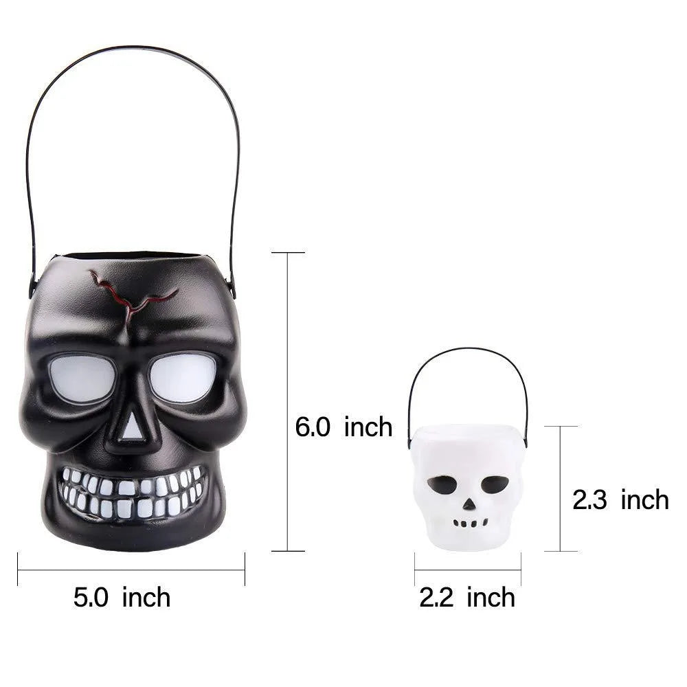 Halloween & Death Day 12 * 15cm Scream Halloween Festival Supplies Props Handheld Skull Ghost Candy Holder Bucket Plastic Skeleton Halloween Candy Buckets
