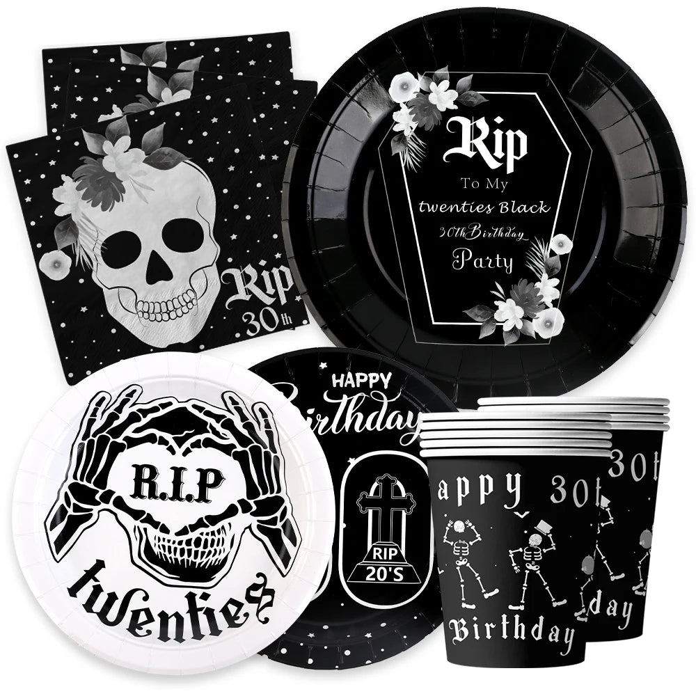 Birthday Party 2 Wholesale Rip 20th Birthday Ornaments Dirty 30th Birthday Party Banner Tableware Death to My 20s Party Ornaments