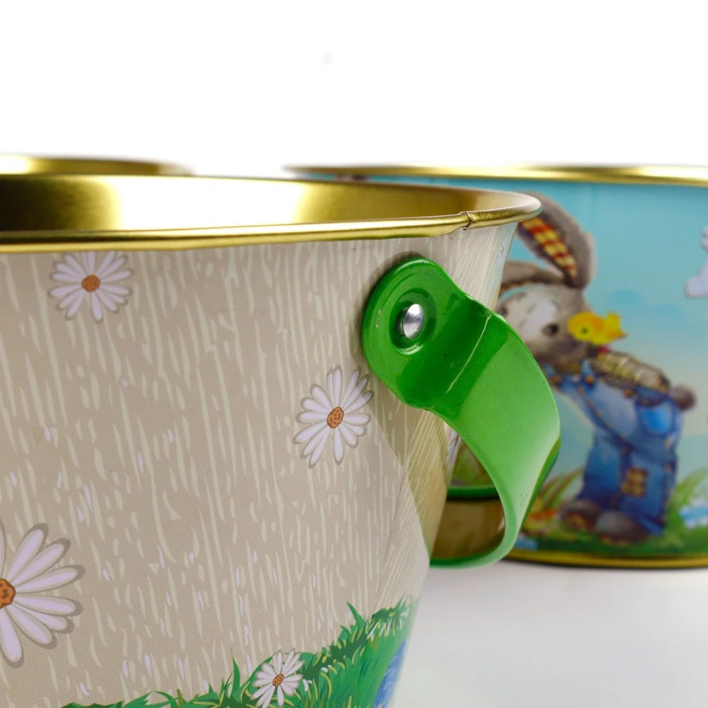 Páscoa e Ação de Graças 3 Crianças Lona de Algodão Carregar Presentes e Bolsa de Caça aos Ovos Rabo Fofo Estampado Coelho Lona Brinquedos Balde de Coelhinho da Páscoa 