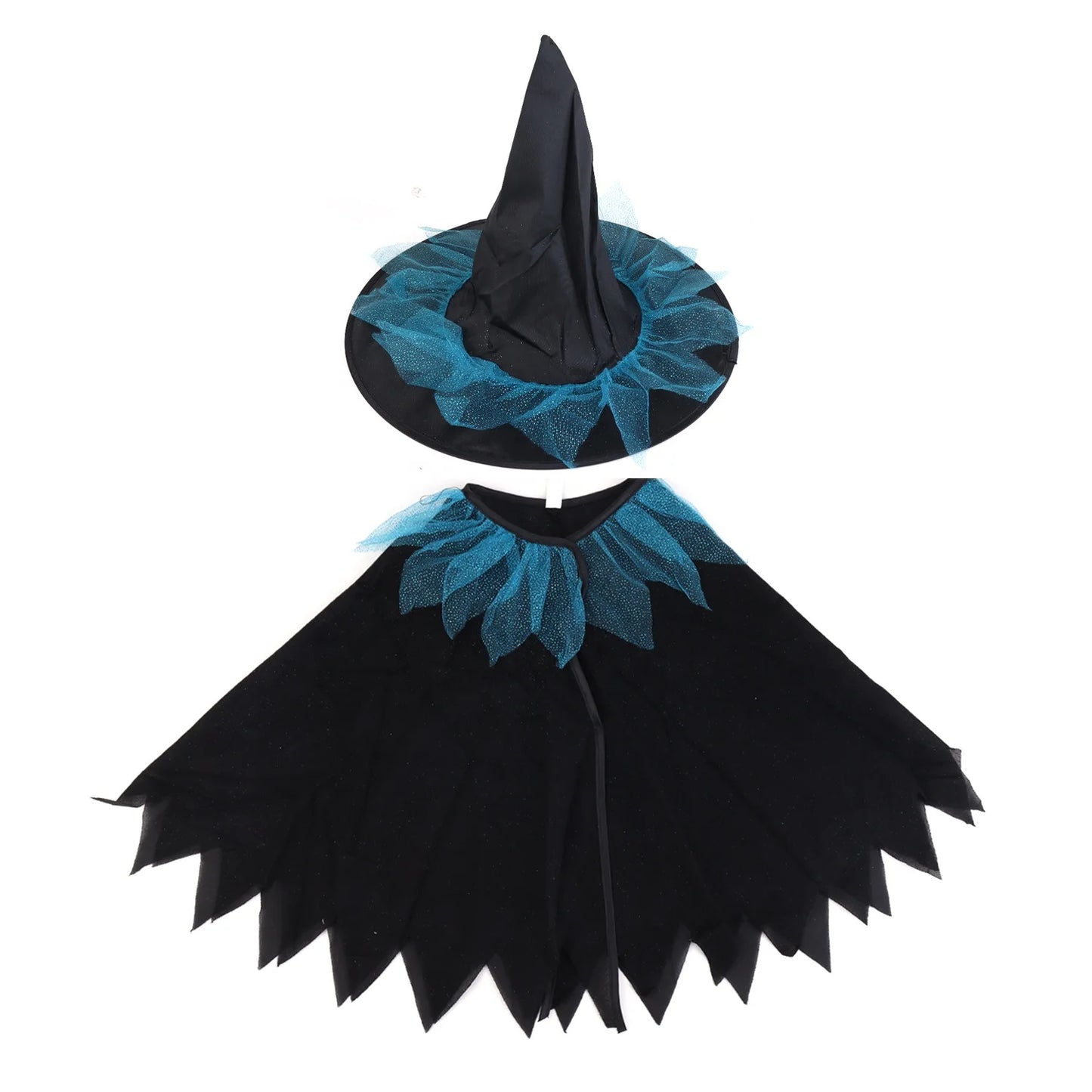 Halloween & Day of the Dead Costume Children's Witch Cape Hat Children's Black Witch Cape Hooded Flower Girl Dress Costume
