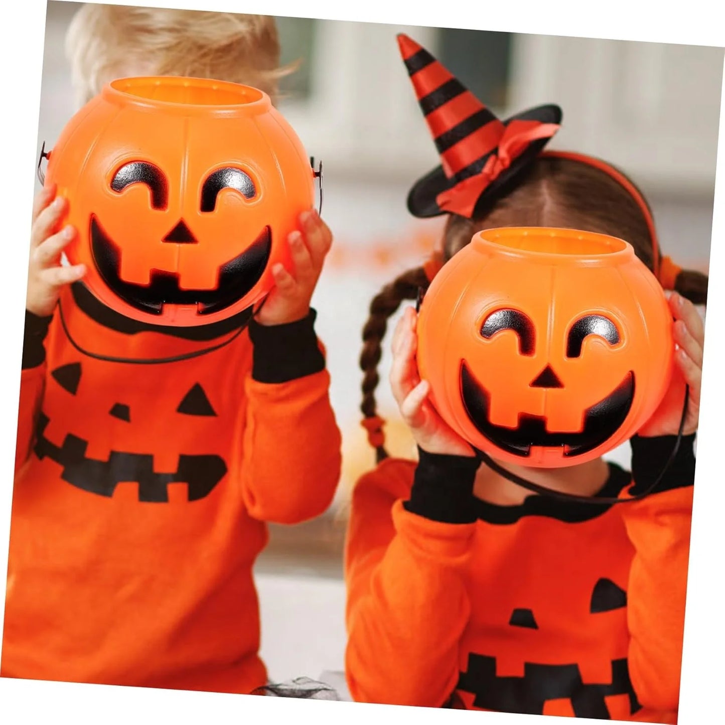 Halloween & Day of the Dead 17cm Children Trick or Treat Halloween Party Favors Large Portable Pumpkin Plastic Halloween Buckets for Children