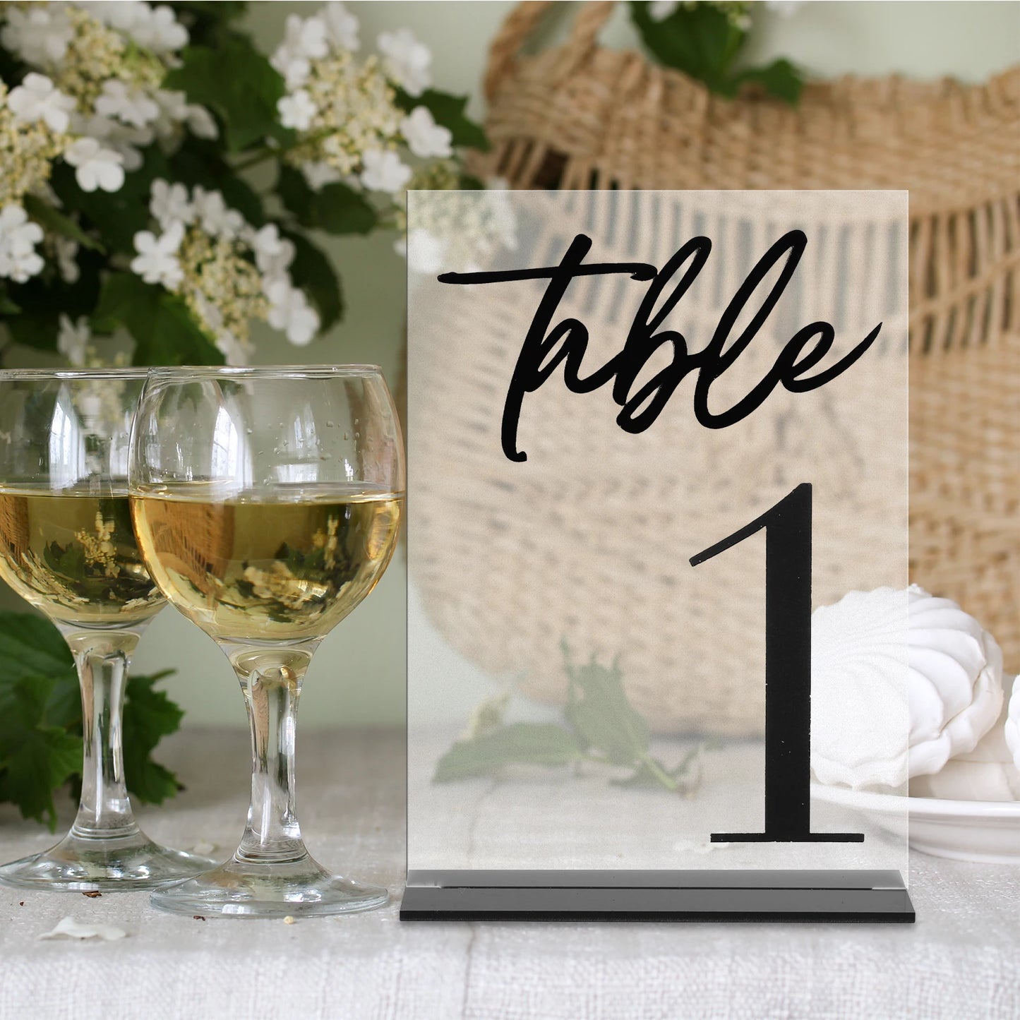 1 Wedding Party, Calligraphy Table Number Holder Table Logo Wedding Banquet Ornament Decoration Banquet Frosted Table Number Holder