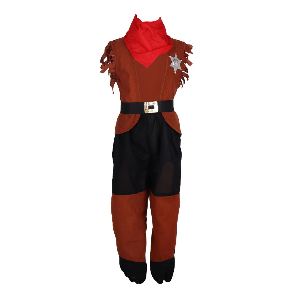 Fantasia de Halloween e Dia dos Mortos de 110 cm, conjunto de 3 peças de fantasia de xerife, traje infantil, conjunto de calças e blusa de polícia 