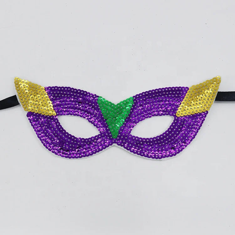 Carnaval Carnival Carnival Theme Gold Purple Green Sequins Half Face Mask Masquerade Sexy Performance Mask