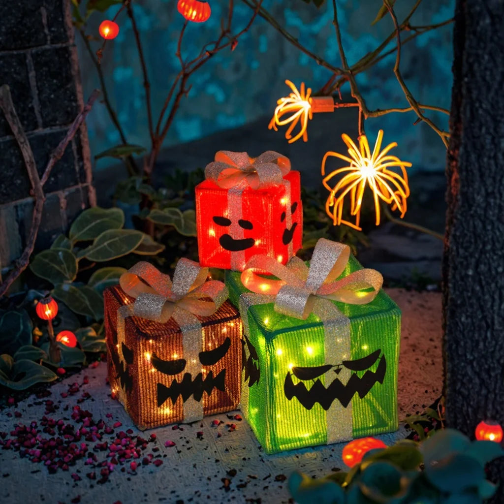 Halloween & Day of the Dead Set of 30,000 Pumpkin Decorations Gift Box Lights Family Yard Party Decorations