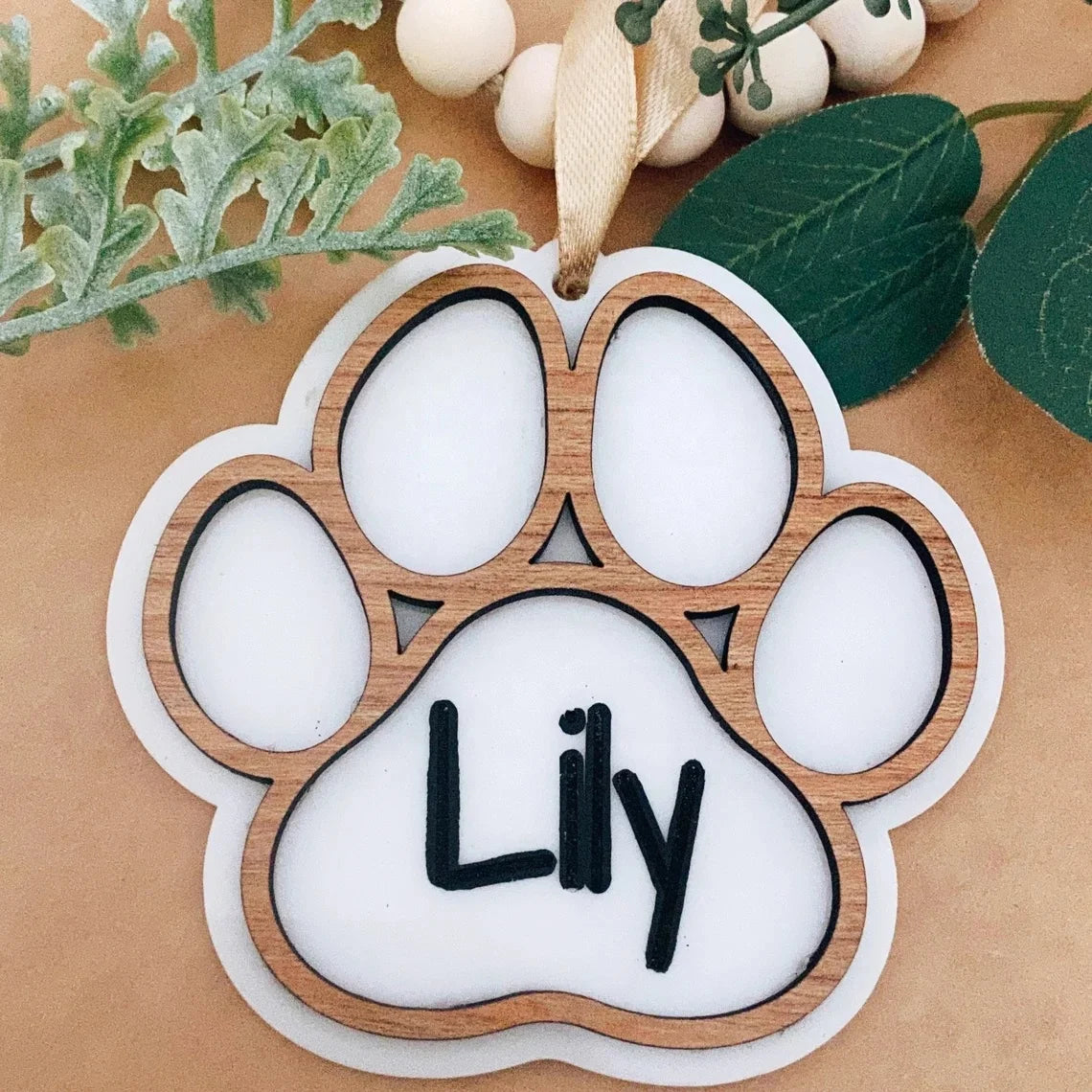 Pet Festival, Paw Print Custom Decorative Ornaments Wood Paw Print Tree Decorative Ornaments Seasonal Gift Decorations