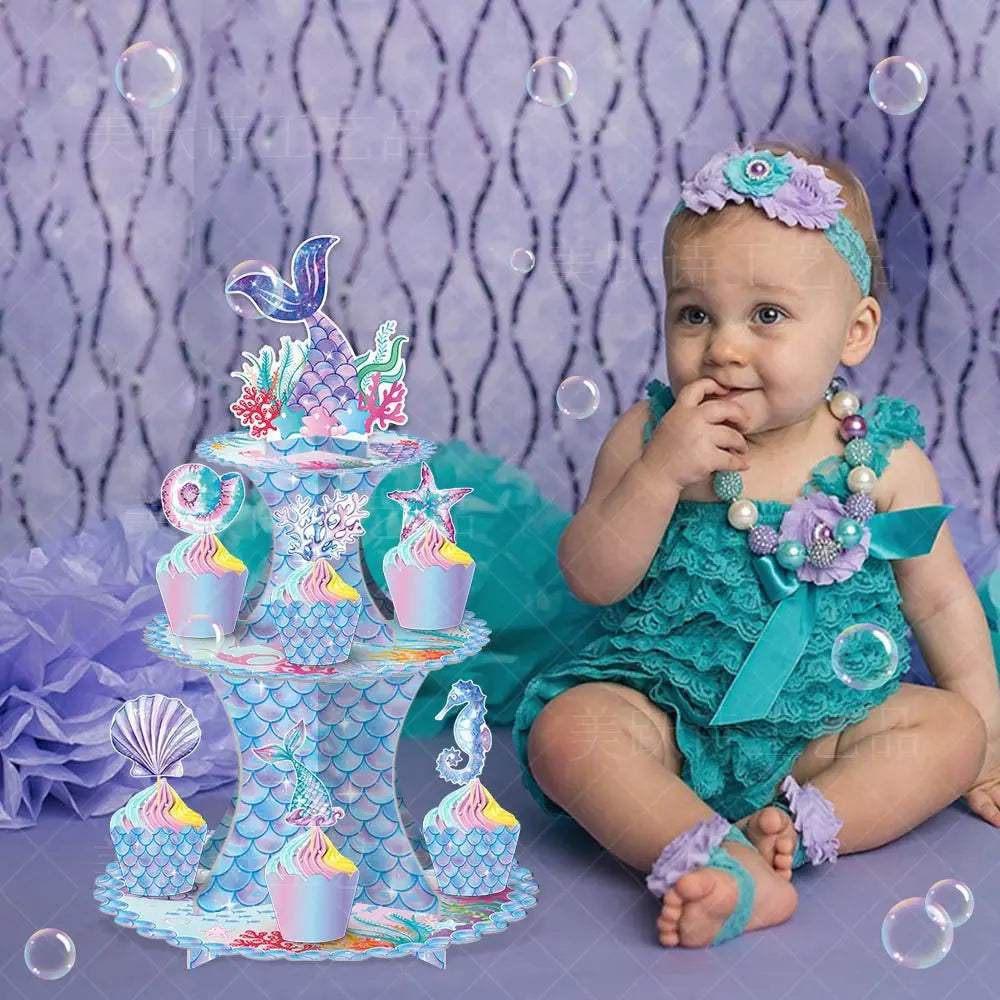 Birthday Party 2 Mermaid Tail Party Themed Cake Rack Triple Cupcake Rack Birthday Party Supplies Party Ornaments