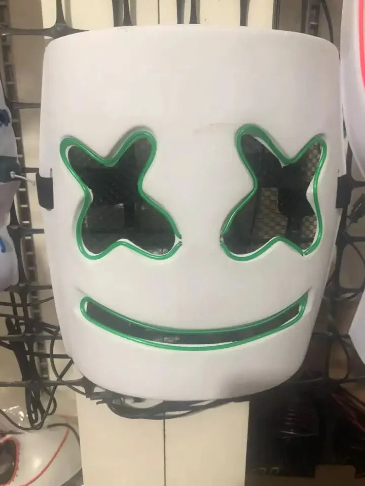 Halloween & Death Day Decoration Ghost Half Face Mask Light Emitting Diode Glow Dark Neon Cosplay Monster Mask Adult Movie Party Decoration