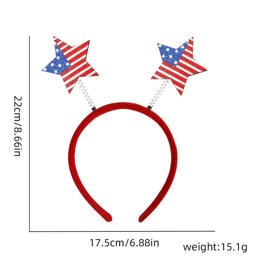 Independence Day July 4th Hair Accessories American Flag Pop Headband Heart-Shaped Fringe Holiday Hair Accessories Graduation Ceremony