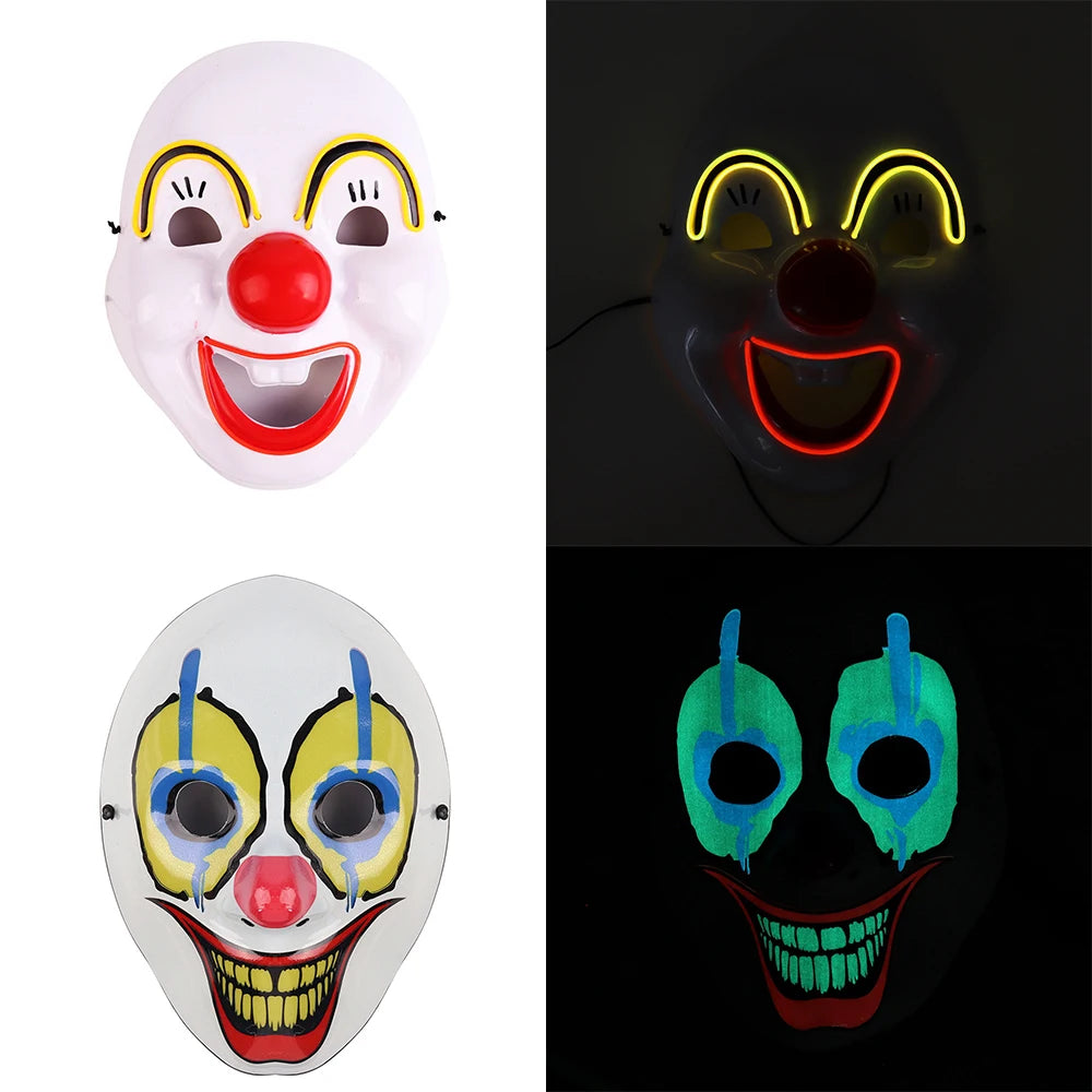 Halloween & Day of the Dead New Halloween Decorations Party Makeup Light Emitting Diode Clown Mask Halloween Party Neon Mask