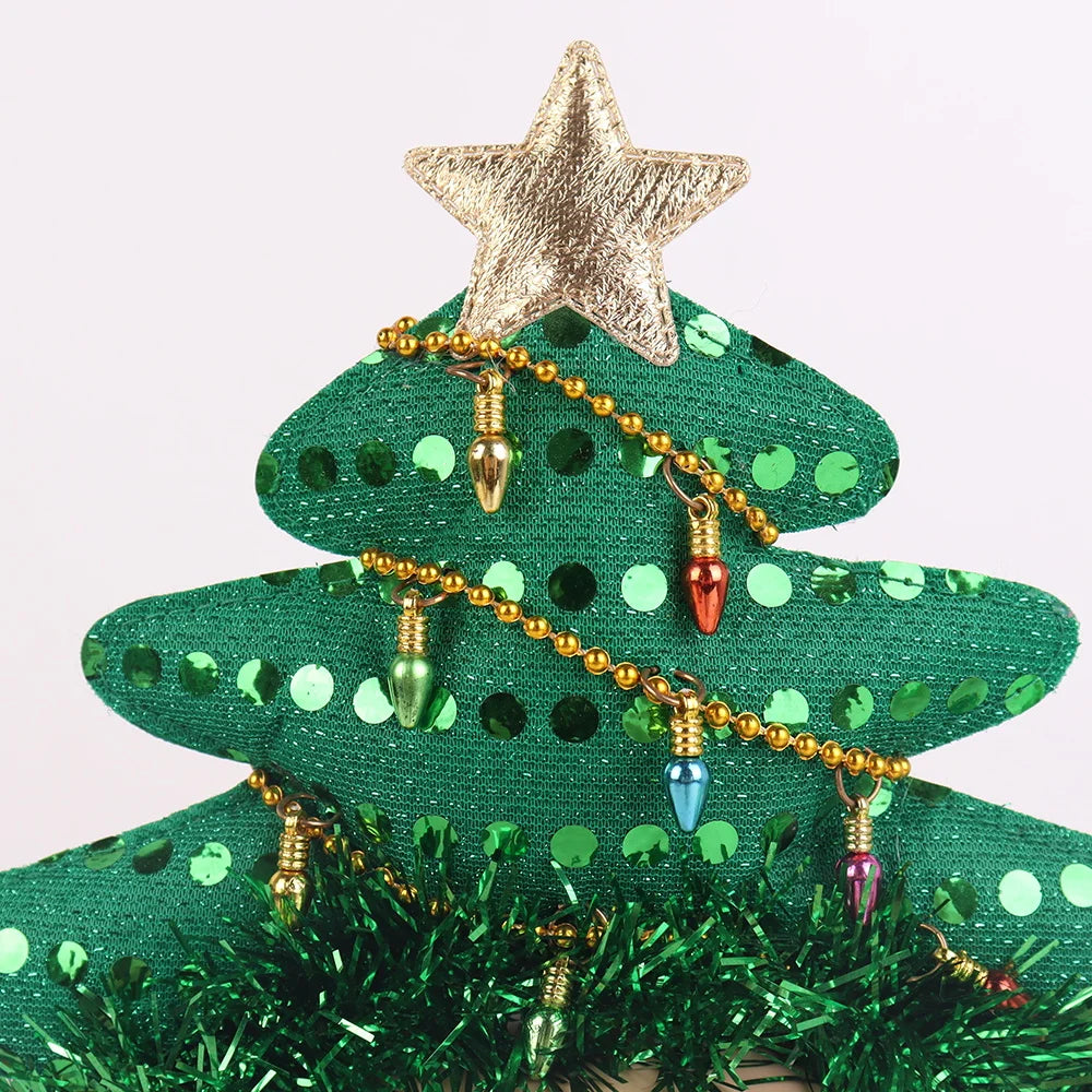 BSCI Custom Design Christmas St. Patrick's Day Party Gift Gold Pentagram Fabric Green Christmas Tree Hairpin