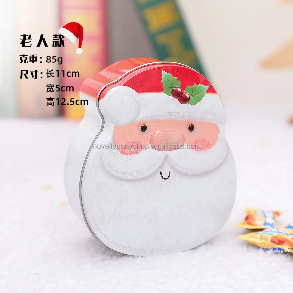 Novelty Christmas Cookie Tools Gingerbread Man Santa and Cartoon Snowman Tin Box Holiday Ornaments Candy Storage