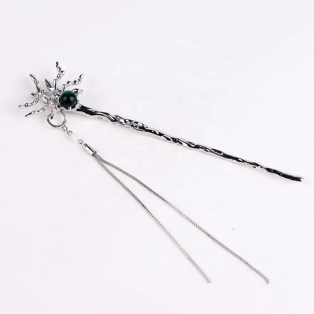 Halloween & Day of the Dead Chinese Style Hair Stick Female Novelty Snake Irregular Silver Wedding Hair Accessories Hair Pin Claw