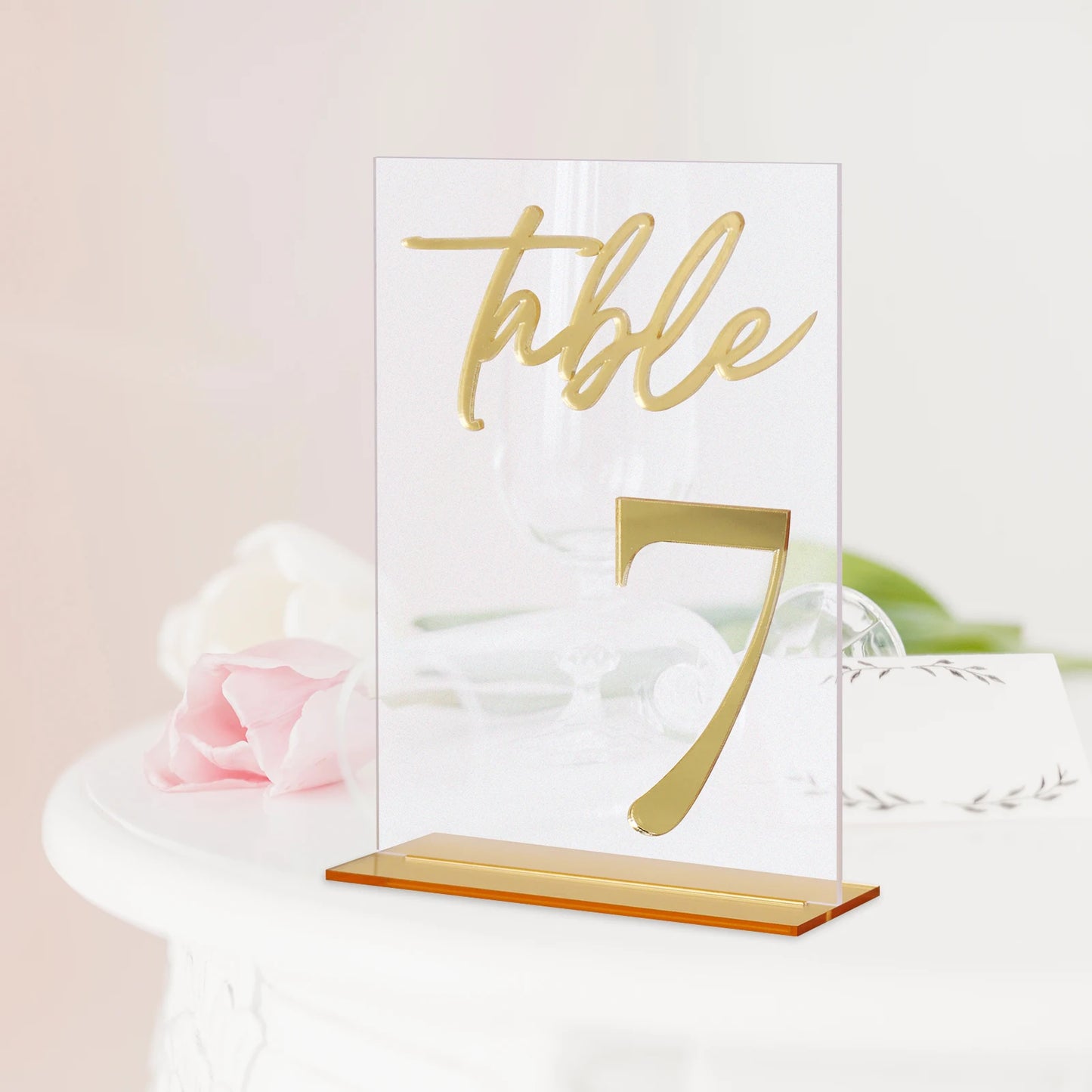 1 wedding party, matte 3D acrylic table number and holder wedding reception party restaurant ornament gold modern acrylic wedding logo