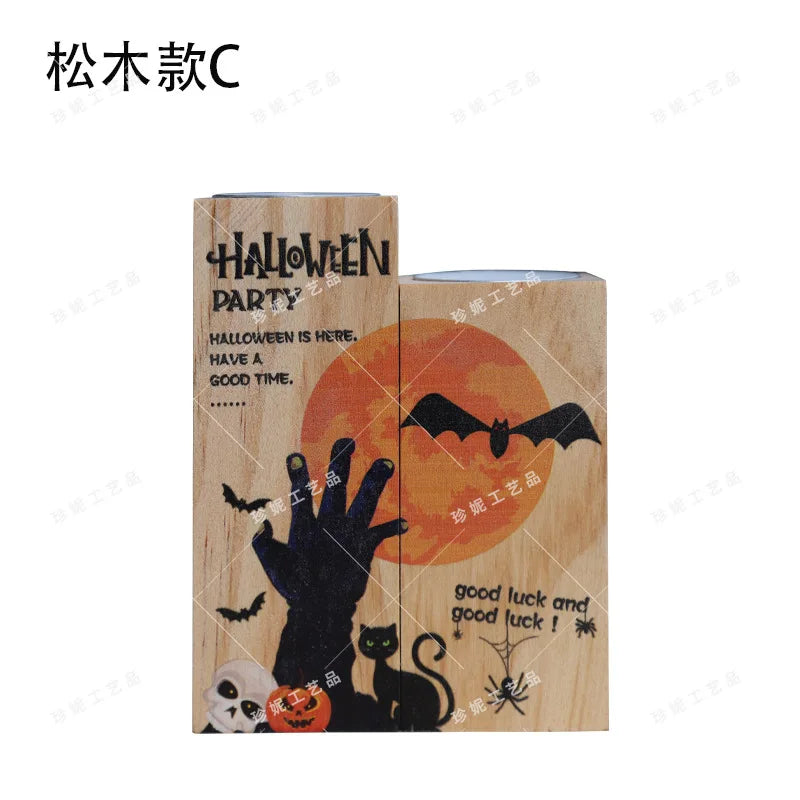 Halloween &amp; Day of the Dead, Party Decorations Creative Wooden Candlesticks Perfect Wooden Gifts 