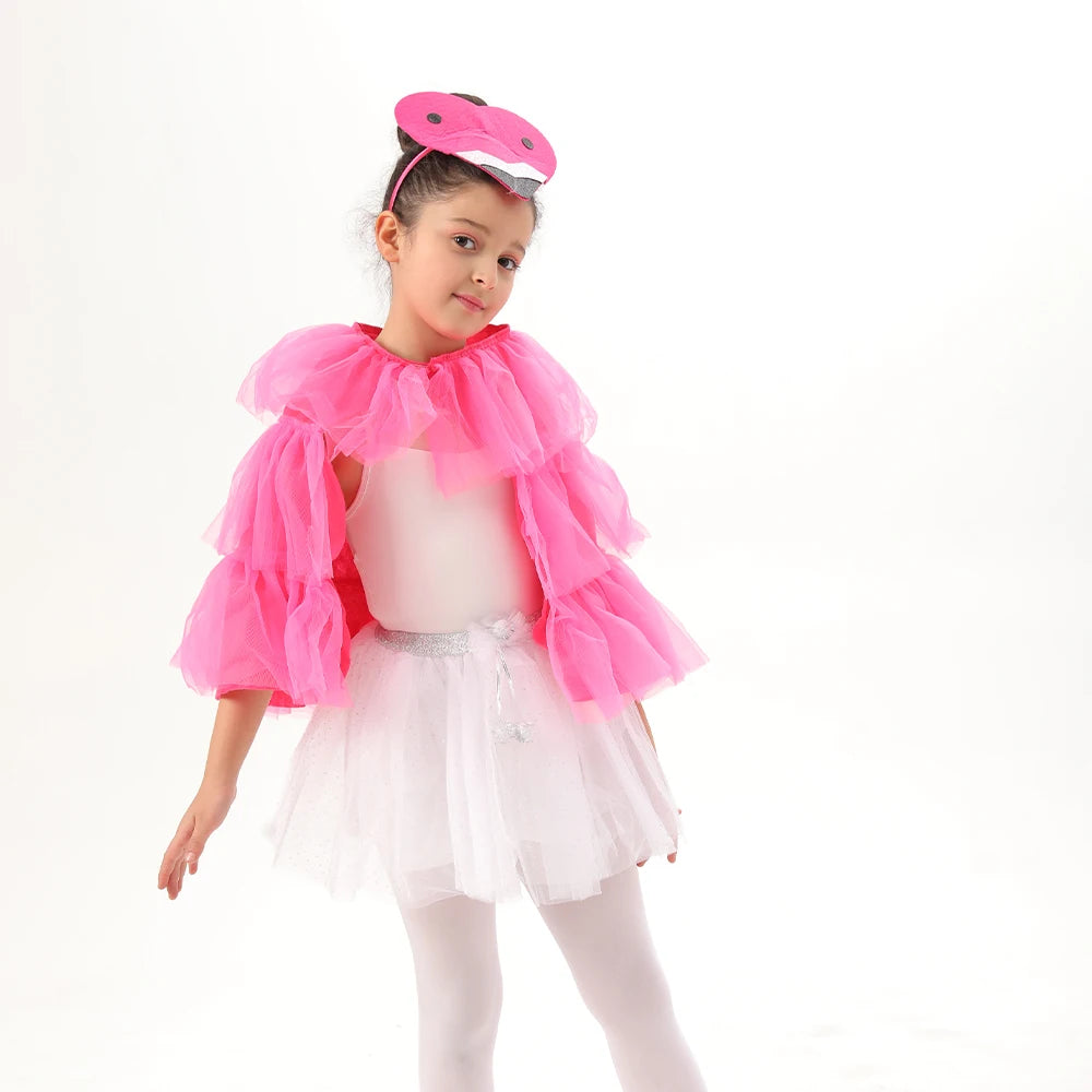 Festa de Aniversário 2 Atacado Rosa Flamingo Rosa Festa de Aniversário Vestir Menina Natal Halloween Cosplay Traje Tiara Saia 
