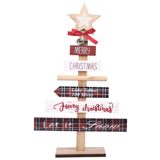New Christmas Painted Wooden Decoration Christmas Tree Tabletop DIY Assembly Ornament Christmas Wooden Ornament 