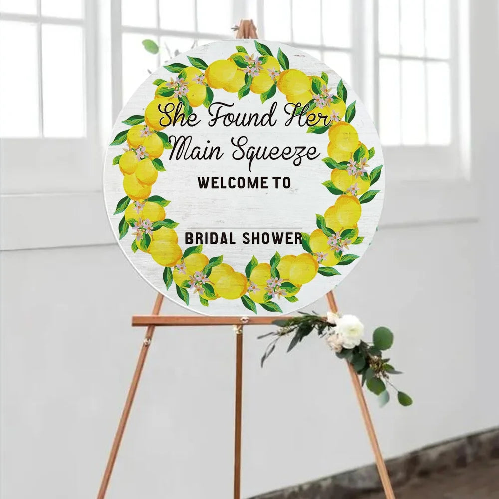Wooden Crafts, Bridal Shower Welcome Sign Lemon Theme Master Squeeze Round She Found Her Master Squeeze Lemon Bridal Shower Favor Wood Sign