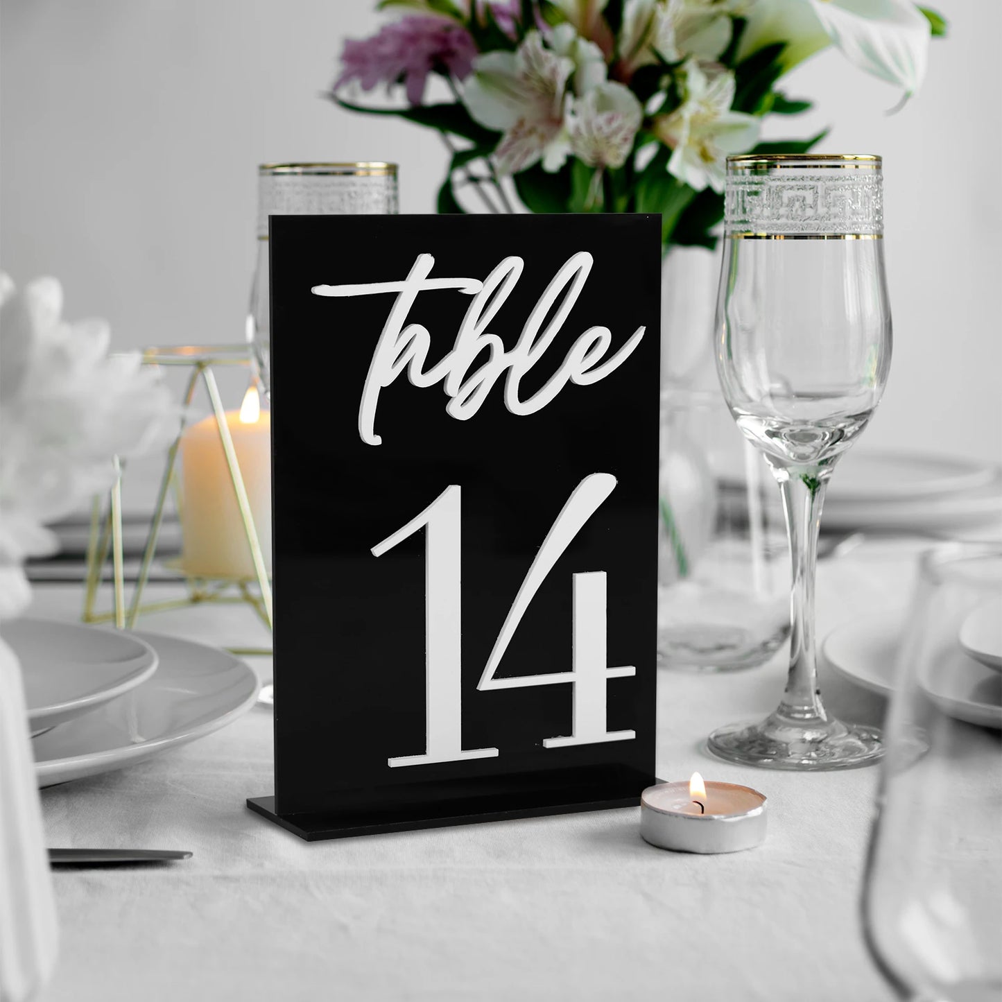 1 wedding party, acrylic table number wedding table display stand logo party restaurant decoration white and black wedding stand