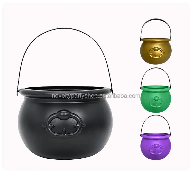 Halloween & Death Day Novelty 7.5 Inch Colorful Halloween Cauldron Plastic Cauldron Portable Witch Cauldron with Handle