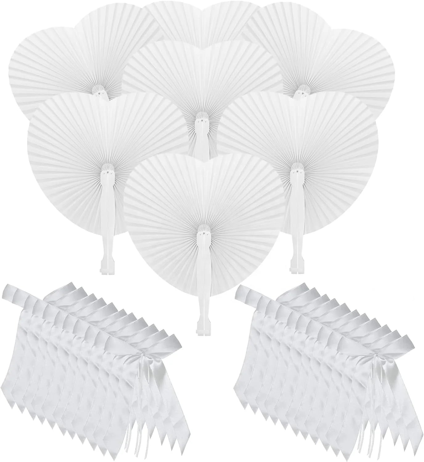 1 Wedding party, wedding decoration set includes 48 bows and 48 hand fans antenna bows car bows with foldable hand fans
