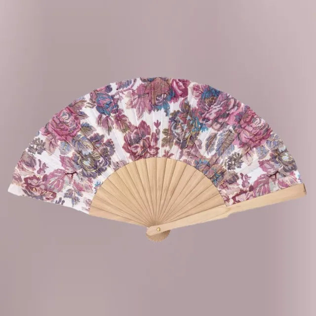 1 Wedding party, wholesale Chinese traditional flower style custom logo printing wooden folding hand fan wedding decoration