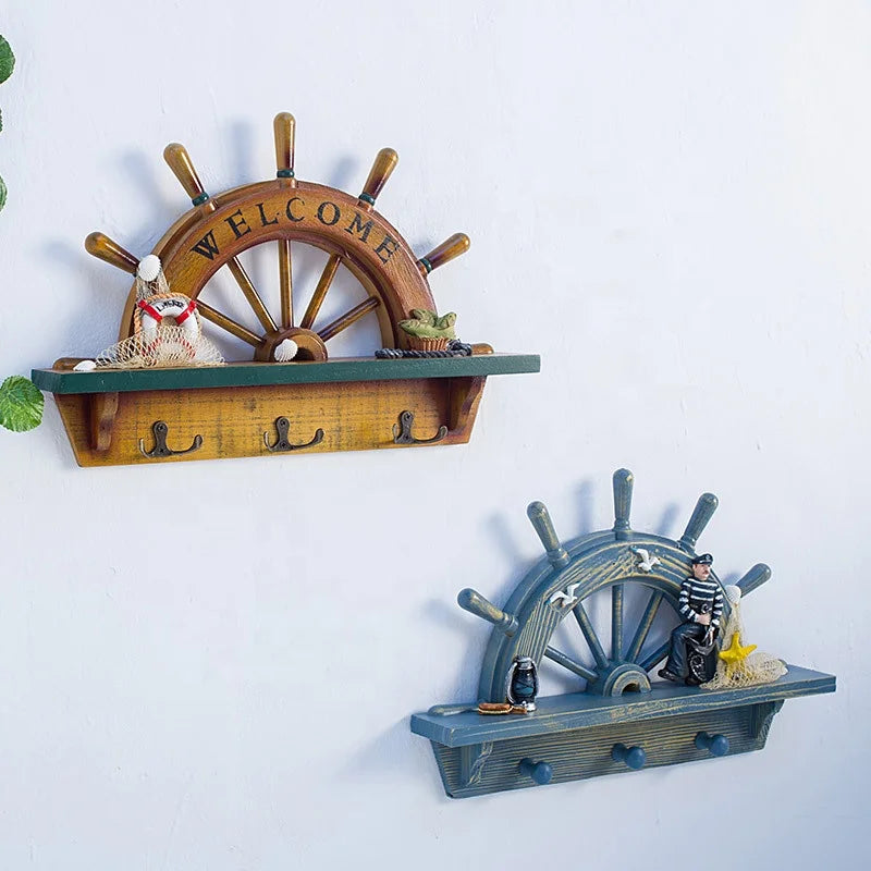 Wooden Crafts, Mediterranean StyleArrow Logo Fishbone Shaping Hanging Decoration Creative Welcome Wooden Logo