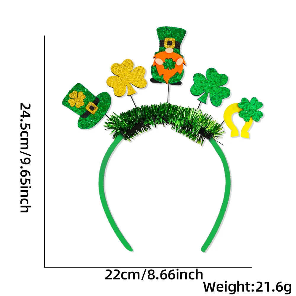 Easter and Thanksgiving 3 Wholesale Markrts Gifts Green Glitter Sequins Irish Shamrock Lucky Headband Festival Party Supplies St. Patrick's Day Headbands
