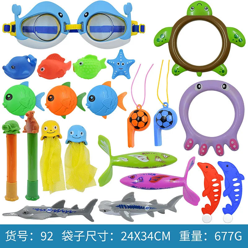 Birthday Party 2 Diving Toys Children's Outdoor Pool Treasure Hunt Diving Fish Seaweed Torpedo Jewelry Children's Water Toy Set