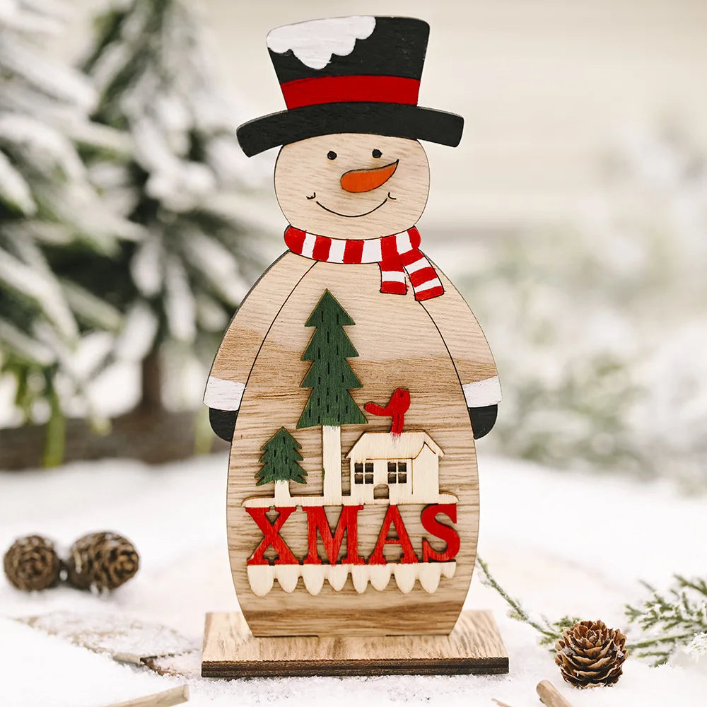 Christmas creative decoration supplies big snowman elk ornament Christmas wooden table decoration