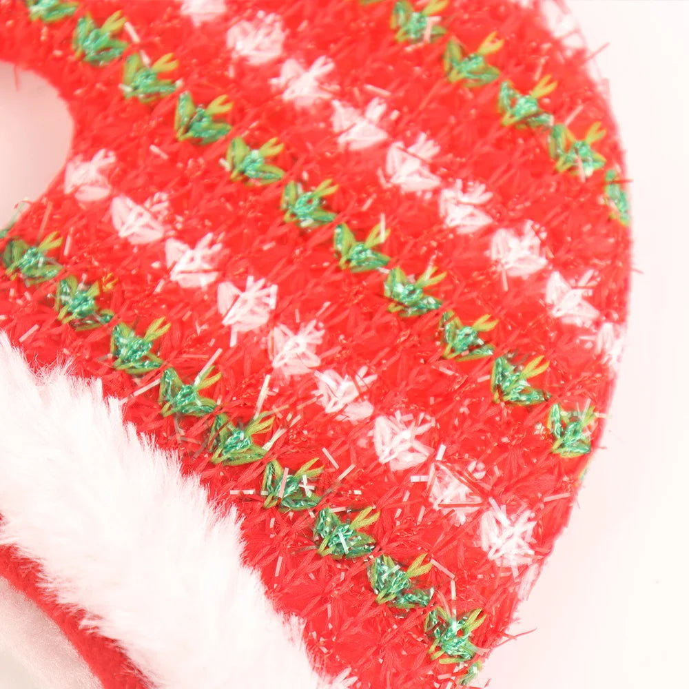 12 pcs Hot Sale Christmas Festive Party Photo Booth Classical Ornament Christmas Striped Snowflake Elf Earcap Headband