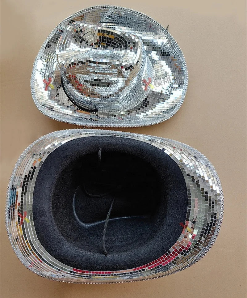 Halloween & Death Day Light Emitting Diode Disco Full Mirror Cowgirl & Boy Hat Birthday Bach Disco Cowgirl Hat Bridal Party Cowgirl Hat